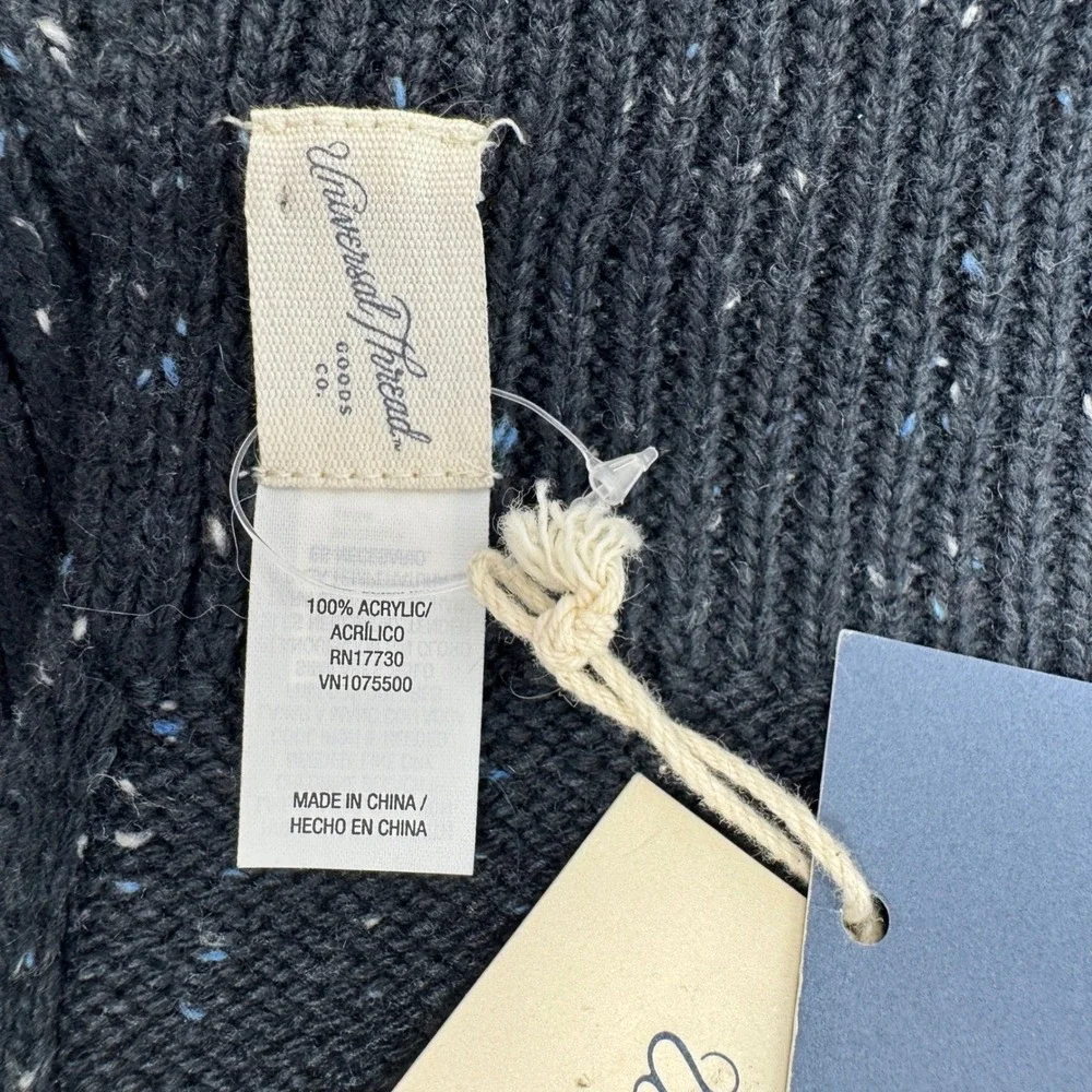 NWT Universal Thread Navy Donegal Ribbed Knit Oblong Scarf‎ One Size ~76